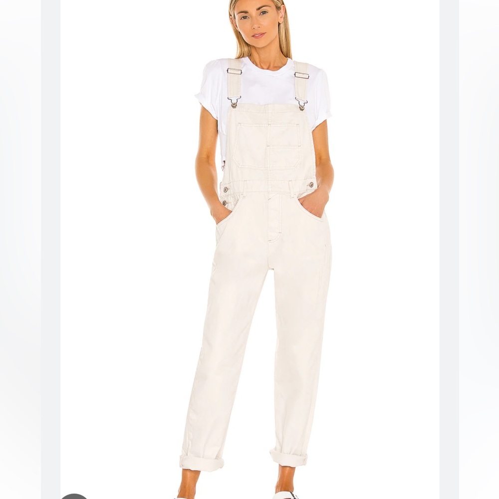 Free People Ziggy denim overalls, white, large